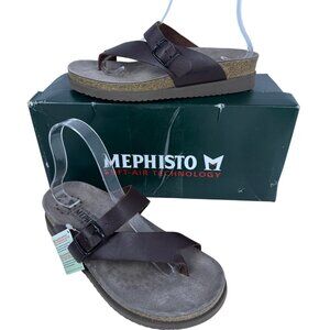 Mephisto Women's Helen Thong Sandal in Chestnut Leather, Size EU 37 / US 7 M
